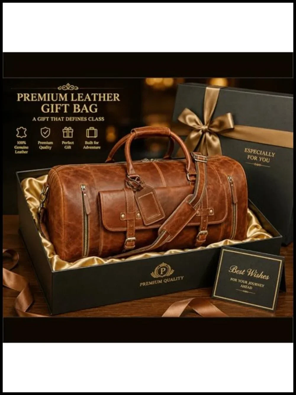 Handcrafted Leather Duffle Travel Bag Weekender Carry-on Men Women